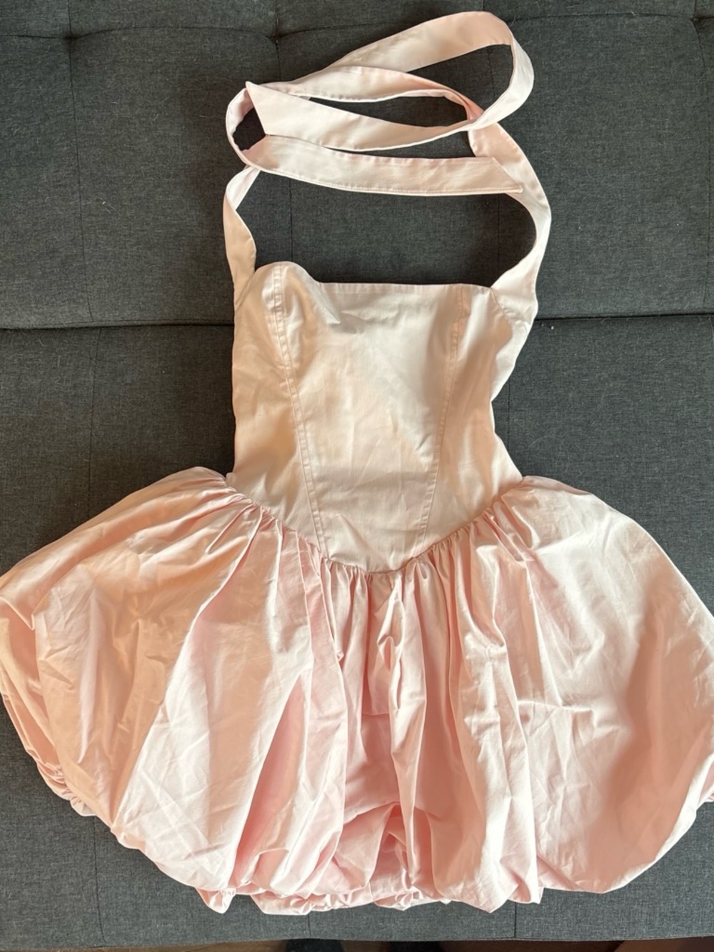Delicate Light Pink Mini Halter Dress